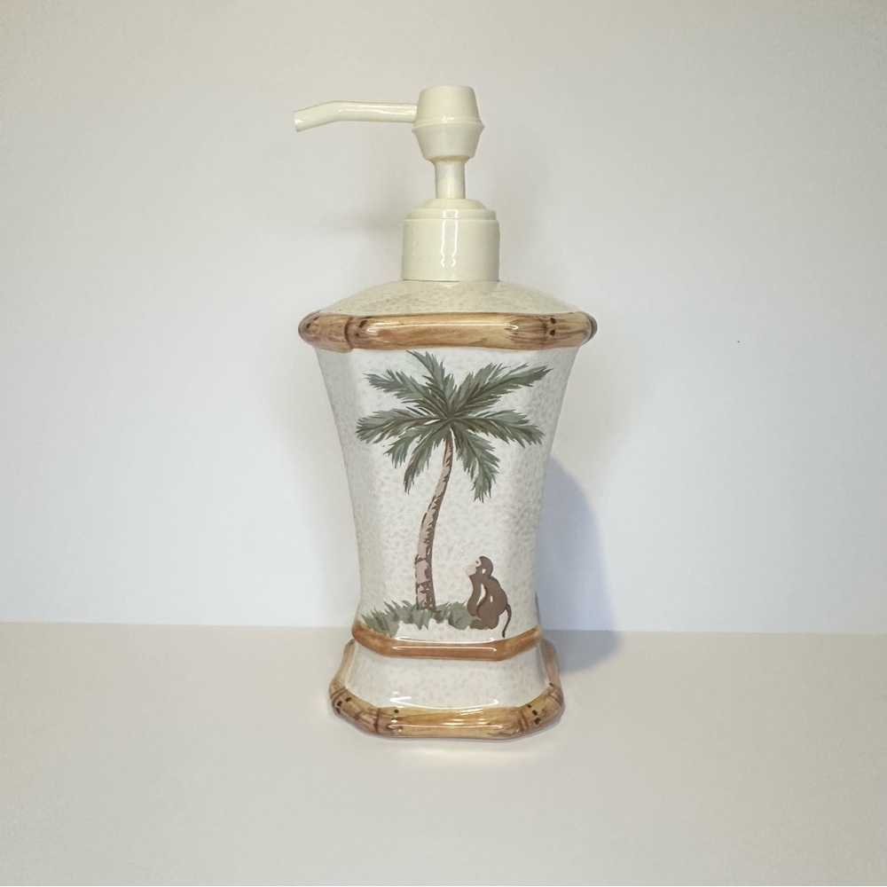 VINTAGE Spring Maid Palm Breeze Lotion Soap Bottle Dispenser-Monkey Palm Tree